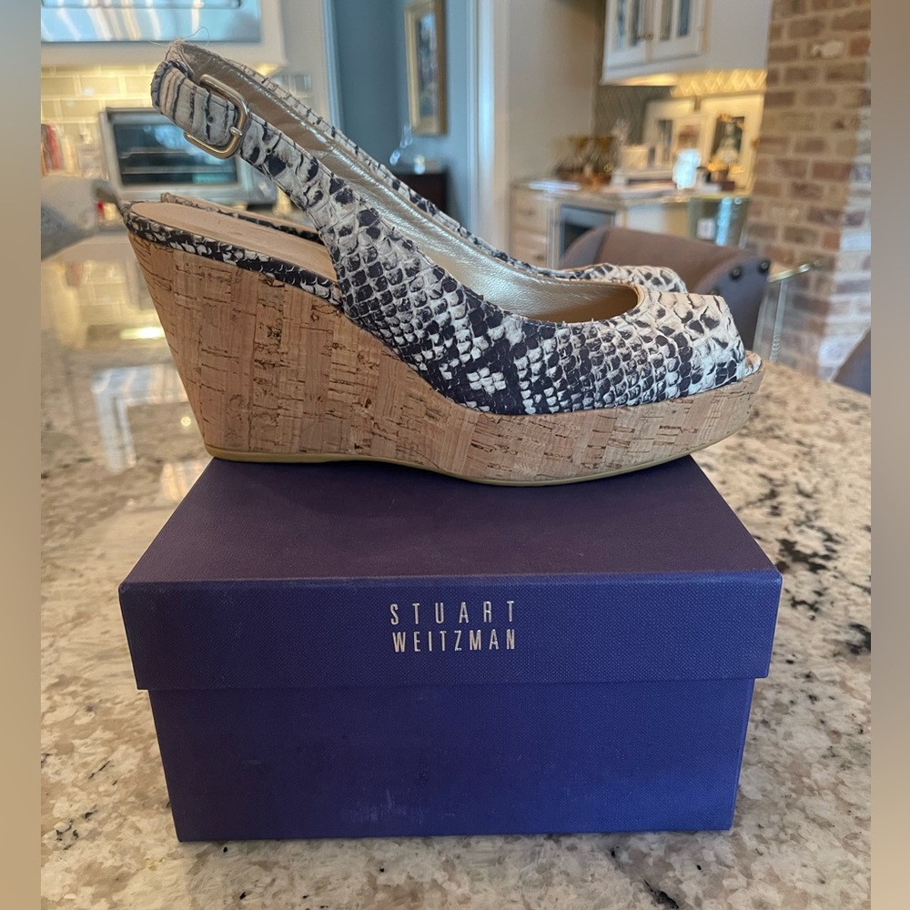 Stuart Weitzman Jean Snake Wedge Sandal